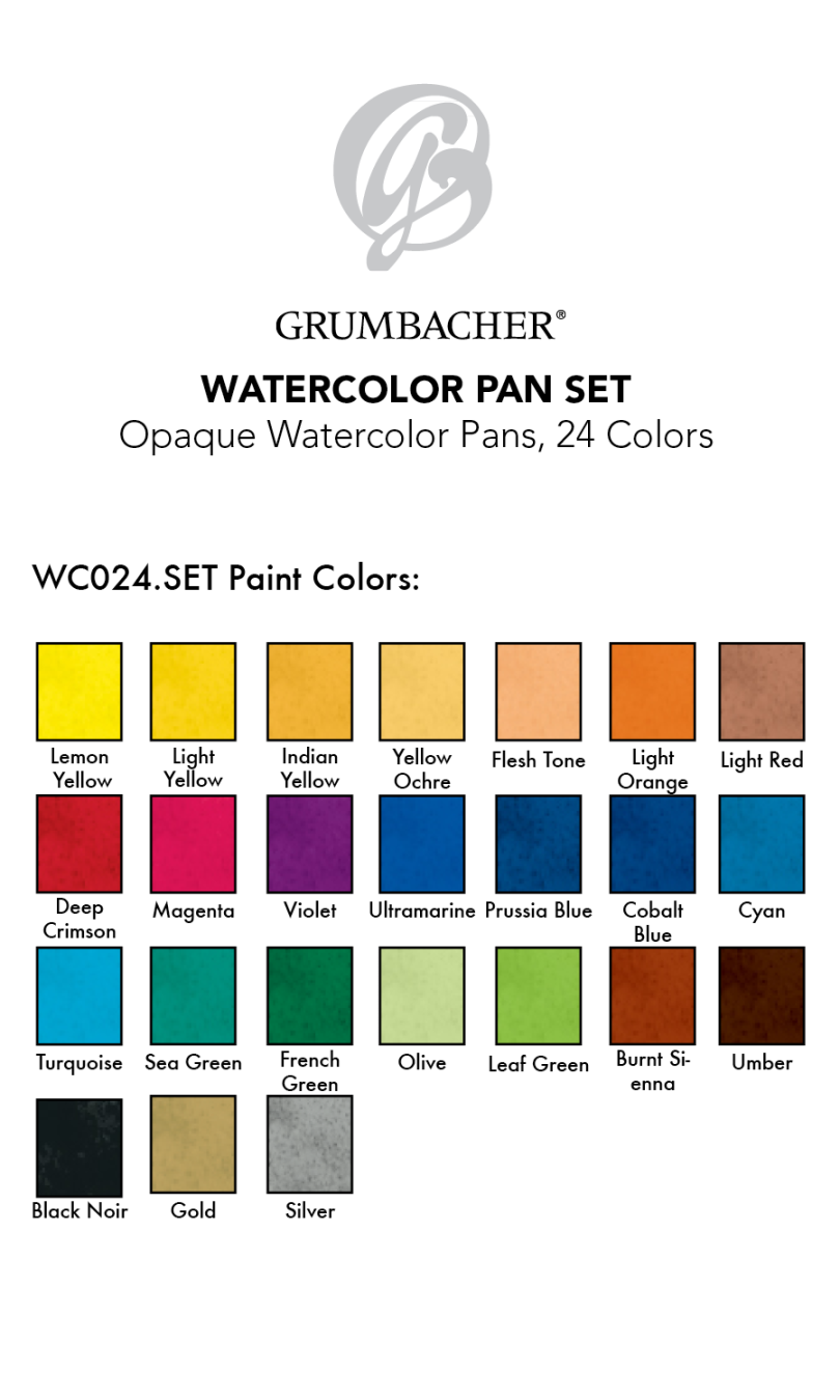 Grumbacher® Opaque Watercolors, 24 Pans Grumbacher Art