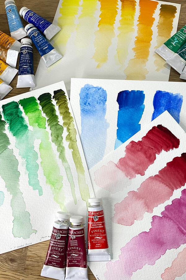 Different Color Paints Applied to Paper
