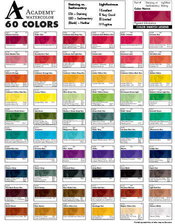 Academy Watercolor Color Chart